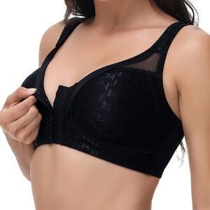 Oscrenia Posture Back Support Plus Size Front Closure Bra Wireless Full Coverage